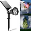 Solar Spot Lights Outdoor Waterproof for Flag, Palm Tree, Pole, Sign, Statue, Mailbox, Bright LED Outside Landscape Flood Spotlights for Accent Uplighting Yard, Garden, House, Backyard, Patio (1 Pack, Cool White)