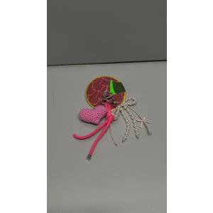 Crochet Heart And Pearl Bow Keychain