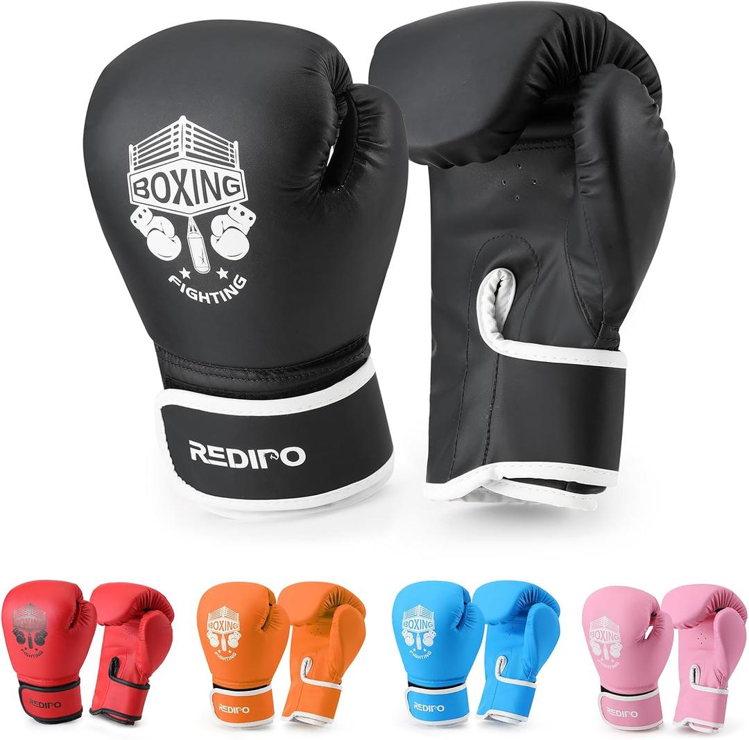 Kids Boxing Gloves, Sponge Foam Training Sparring Gloves Thai Kick Boxing for Kid and Youth, Suitable for Boys and Girls Age 3 to 9 Years (4oz, black)