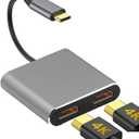 USB C to Dual HDMI Adapter for 2 Monitors, Type C to HDMI Adapter 4K@60hz Display for MacBook Air/Pro, Laptop, Dell XPS, Chromebook and More