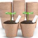4 Inch Peat Pots, 50PCS Biodegradable Plant Starting Pots Round Nursery Pot, Garden Germination Nursery Pot Bonus 20 Plant Labels (4 Inch, 50P)