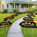 Landical 8 Pack 2026 Graduation Party This Way Yard Sign Arrow 17 x 6 Inch Double Sided Printed Directional Yard Sign with Stakes Black Graduate Party for Outdoor Graduation Supply(Gold)