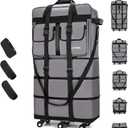 130L Expandable Luggage, 40 Inch Suitcase with Wheels, Collapsible Luggage with Wheels, Rolling Duffle Bag with wheels, Foldable Suitcasewith2Handle Wrap 2Fixing Straps 1Shoulder Strap (gray), Large