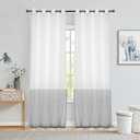 Stripe Sheer Gray and White Color Block Window Curtain Panel with Grommet Top Linen Drape 84 Inches Long Treatment for Bedroom Living Room Farmhouse, 52"Ã—84"Ã—2, Grey/White