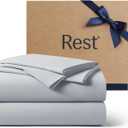 REST Evercool+ Cooling Sheet Set, King Size, Light Gray, Breathable Bed Sheets for Hot Sleeper and Night Sweats, with Pillowcases, with Ionic+ Self-Cleaning Silver Yarn for Sensitive Skin, 4PCS