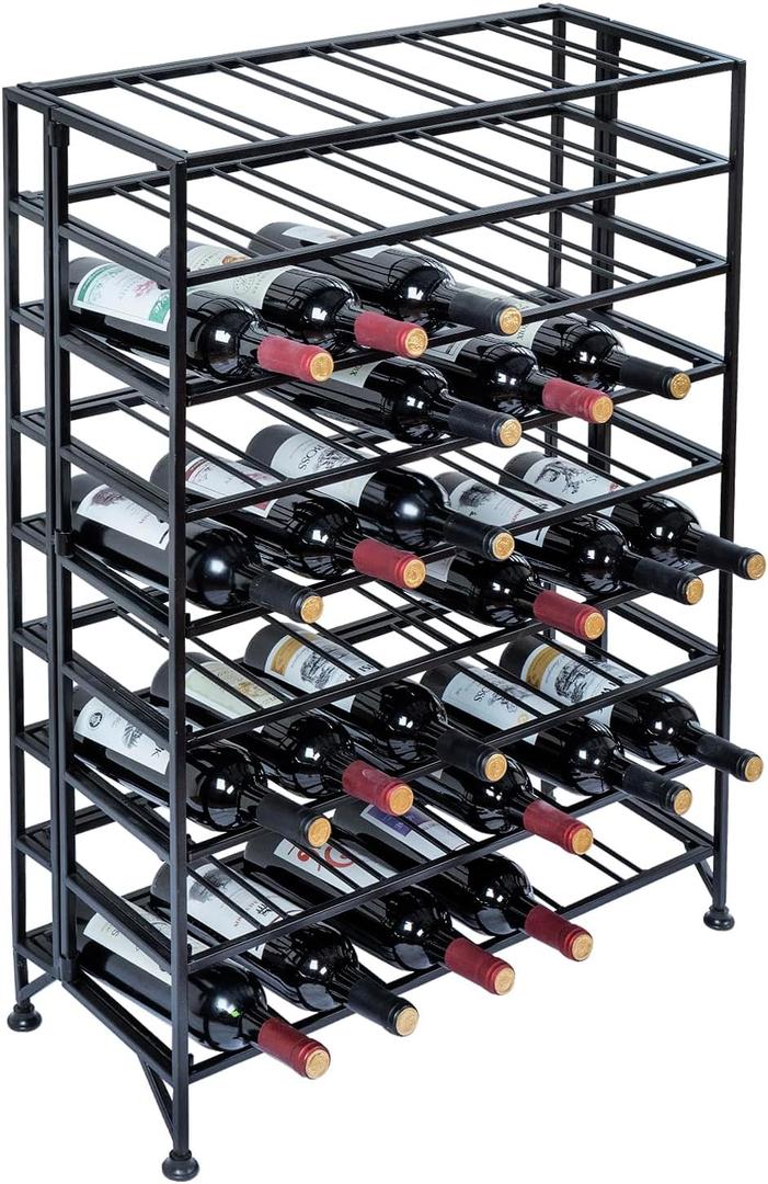 MyGift Black Metal Wine Rack Freestanding Floor Stand, 9 Tier Beverage Bottle Storage Shelf - Holds up to 54 Bottles