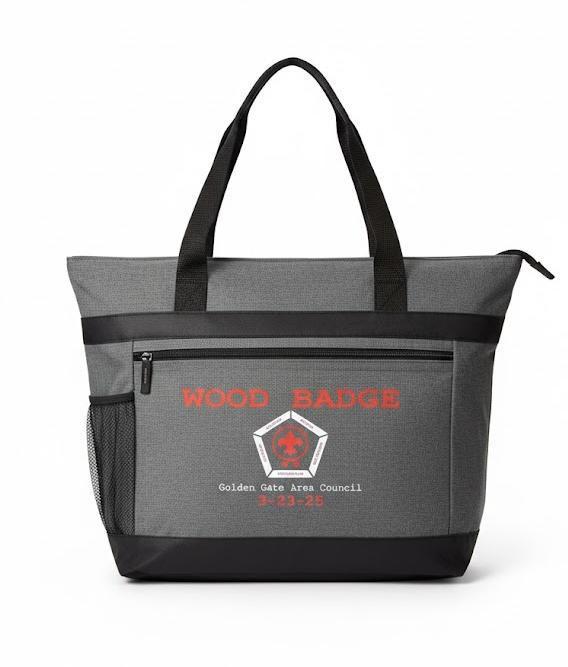 Medium sized Tote bag With outside zipper pocket  ,Wood Badge Logo