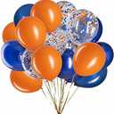 Blue, Confetti and Orange Balloons – Pack of 50, Great for Weddings Birthdays Bridal Shower Decorations Graduation Party Decorations Supplies 3 Style, 12 Inch