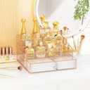 Perfume Organizer For Women, 3 Tier Clear Perfumes Stand for Dresser, Tempered Glass Cologne Display Shelf for Bedroom, Suitable for Storing Perfume, Cosmetics, Skin Care Products, Cupcakes, Figures