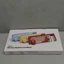 Wireless Keyboard and Mouse Combo, Retro Round Keycaps, Cute Full-Size Typewriter Keyboard with Phone Holder, Sleep Mode, 2.4GHz Cordless Connection for Windows/PC/Laptop (Milk-Tea Colorful)