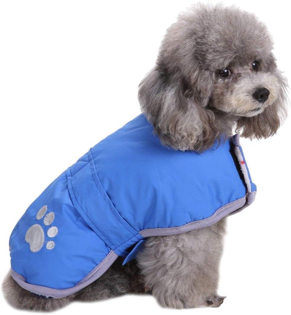 Queenmore Cold Weather Dog Coats Loft Reversible Winter Fleece Dog Vest Waterproof Pet Jacket in Small Sizes (Blue)
