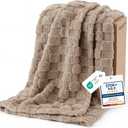 Bedsure GentleSoft Light Brown Throw Blanket for Couch - Checkered Fleece Blankets Gifts for Kids Girls, Cute Soft Cozy Throw for Bedroom Home Decor Gifts, 50x60 Inches