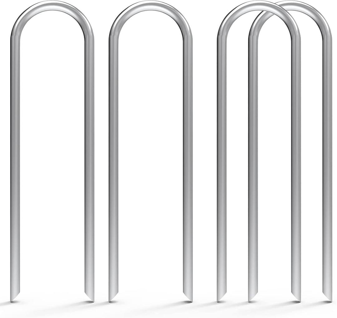 MySit 6 Inch 100 Pack U Shaped Garden Stakes, Heavy Duty 11 Gauge Galvanized Drip Irrigation Stakes Landscape Staples for 1/2" to 1-1/2" Soaker Hose, Weed Barrier, Yard Decorations, Fencing