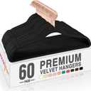 HOUSE DAY Black Velvet Hangers Pack of 60, Premium Non-Slip Felt Hangers, Sturdy Black Clothes Coat Hanger Heavy Duty, Durable Suit Hanger for Space Saving, No Marks Gold Hook