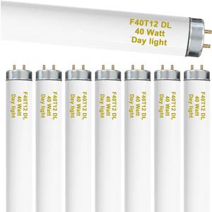 amgolibi 8-Pack 48 Inch F40T12/DL 40W 6500K Daylight Fluorescent Light Bulbs, 4ft T12 Linear Tube Lights, 2650 Lumens, G13 Bi-Pin Base, Daylight, for Workshop, Garage, Office