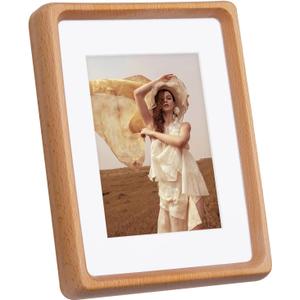 Kattepote Small Photo Frame 5x7 inch, with Mat to fit Photo 3.5x5 inch, Natural Beech Wood Small Picture Frames 7x5 inch for Landscape or Portrait Orientation, WallMount & Tabletop (Beech)