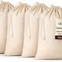 4 Pack Reusable Laundry Bags - 100% Cotton Multi Purpose Travel Laundry Bag - Durable & Machine Washable - Large Laundry Bag 28 x 36"