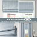 Madison Park Galen Cordless Roman Shade, 23"W x 64"H, Sheen Blue Room Darkening, Thermal Insulated, Energy Efficient Window Blind with Subtle Sheen Basketweave Fabric for Privacy