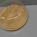 Rotating Cake Stand with Lid, 12'' Wood Food Plate with Cover, Serving Tray, Fruit Platter, Salad Bowl, Dessert Table Display & Acrylic Cake Dome Cover for Party