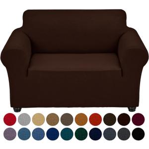 Joccun Stretch Chair Couch Cover,1-Piece Sofa Slipcover Spandex Fabric Sofa Covers with Elastic Bottom,Washable Furniture Protector for Dogs,Cats,Kids(Armchair,Chocolate) (Small35" - 55")