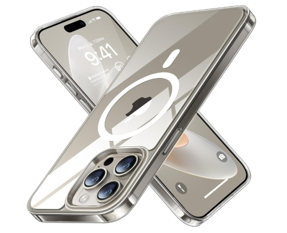 TORRAS Stronger Magnetic & Anti-Yellowing for iPhone 15 Pro Max Case Clear, Fit for MagSafe, Military Grade Drop Protection, Camera Control, DIY Button, Slim for iPhone 17 Pro Max Case Diamond Clear