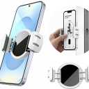 2 x kelofam Magnetic Phone Holder (Strong Magnet), Portable Gym Magnetic Phone Holder, Attach to Metal Surfaces, Compatible with All Smartphones 4.7-6.9 inchesWhite