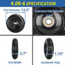GICOOL 13" Wheelbarrow Tire, 4.00-6 Flat-free Solid Tire and Wheel, with 5/8" or 3/4" Bearings, 1.75" Centered Hub for Wheelbarrow/Wagon/Trolley/Garden Scooter Cart