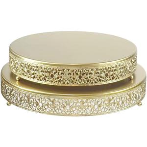 2 Pcs Metal Cake Stand,14" 16" Large Round Cupcake Dessert Stand Cake Display Holder Decor for Wedding Party Birthday Baby Showers Anniversary Cake Pedestal,Gold (14 Inch+16 Inch)