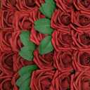 AmyHomie Artificial Flower Dark Red Rose 25pcs Real Looking Fake Roses w/Stem for DIY Wedding Bouquets Centerpieces Arrangements Party Baby Shower Home Decorations