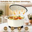 Umite Chef Enameled Cast Iron Dutch Oven-7QT Pot with Lid Cookbook & Cotton, Heavy-Duty Cookware for for Bread Baking, Braising, Stews, Marinate, Cook(Cream White)