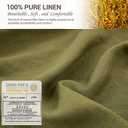 Simple&Opulence 100% French Linen Pillowcase Queen Size-Set of 2- Washed Solid Color Pillow Cases Embroidered -Soft and Durable (Olive Green, 20''x30'')