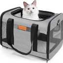 YUNIQUE Soft-Sided Cat & Dog Carrier for Pets Up to 15 Lbs, Airline Approved Collapsible Travel Puppy Carrier with Lightweight Fabric Design (Grey)