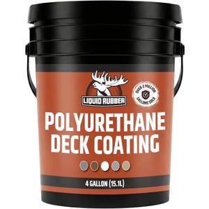 Liquid Rubber Polyurethane Deck Coating - Textured, White, 4 Gallon | 10X Stronger Than Deck Paint & Stain - Textured, Extra Grip Coating for Stairs, Wet Areas, Docks, Wood, Concrete, Waterproof