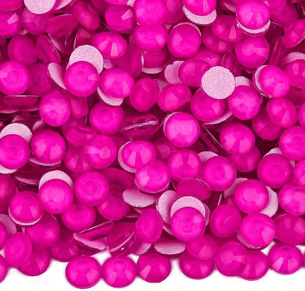 Blinginbox Flatback Rhinestones Round Gems, 1440pcs Luminous Series Glass Stones Neon Gems Non Hotfix Crystal Rhinestones for Nail Charms Crafts Clothes Tumblers,Hot Pink Neon,SS20.