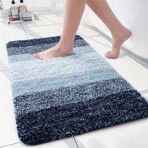 Arotive Microfiber Bathroom Rugs, Shaggy Soft and Absorbent Bath Rug, Non-Slip, Thick Plush Machine Washable Dry Bath Mats for Bathroom, Tub and Shower, 24x16, Dark Blue, Rectangular