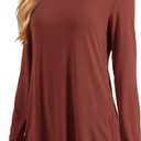 Amoretu Women's Long Sleeve Tunic Tops Casual Crew Neck Loose Shirts for Leggings (Orange, L)