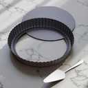 9 Inch Quiche Tart Pans with Pie Cake Server. Removable Bottom, Non-Stick Coating, Rugged Carbon Steel for Tart Quiche Baking. Gift for Women Wife Christmas Thanksgiving Party Festival Family (9IN*1.2IN)