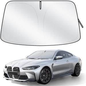 Car Windshield Sun Shade, 300T Thickened Car Window Shades Heat Reflective Interior Cool, Universal Fit for Most Cars SUVs Trucks, Foldable & Portable Design (L (57"  31"))