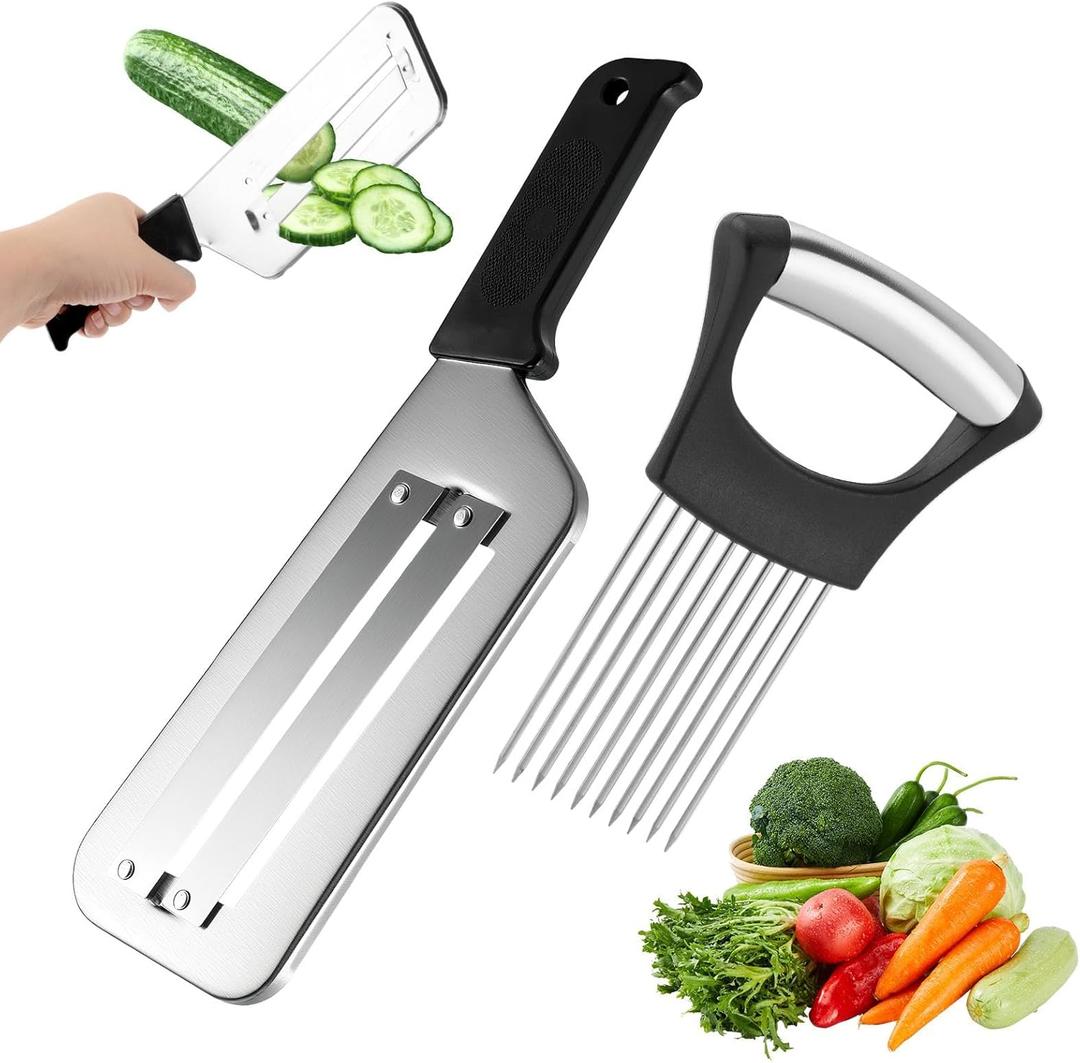 Stainless Steel Cabbage Shredder, Multifunctional Vegetable Cutter with Onion Slicer Stainless Steel Double-layer Slicer Shraded Knife for Fruit Salad Sauerkraut Vegetables(COLOR:black)