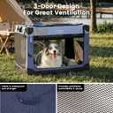 Gardner Pet Soft Collapsible Dog Crate - 36 Inch Portable Travel Dog Crate for Medium/Large Dogs Indoor & Outdoor, 3-Door Pet Crate with Durable Mesh Windows & Storage Bag, Blue