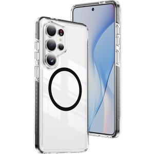 DEERLAMN Magnetic Clear Case for Samsung Galaxy S26 Ultra/S25 Ultra 6.9-Inch,[Fit for Magsafe][Military Grade Drop Protection] Transparent Slim Fit Shockproof Protective Phone Cover,Black