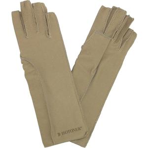 isotoner Women & Men Arthritis Compression Rheumatoid Pain Relief Gloves for joint support with Open/Full finger design (Large, Camel Tan)