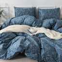 HoneiLife Duvet Cover Queen Size - 100% Cotton Comforter Cover Floral Duvet Cover Sets, Breathable Bedlinen Set with Zipper Closure & Corner Ties,3-pcs Wildflower Comforter Cover Sets