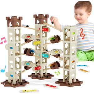 fygurso Musical Ball Course Building Blocks with 9 Musical Tracks, STEM Toy with Musical Ball Course, Toy for 6-12 Year Old, Gift for Boys and Girls