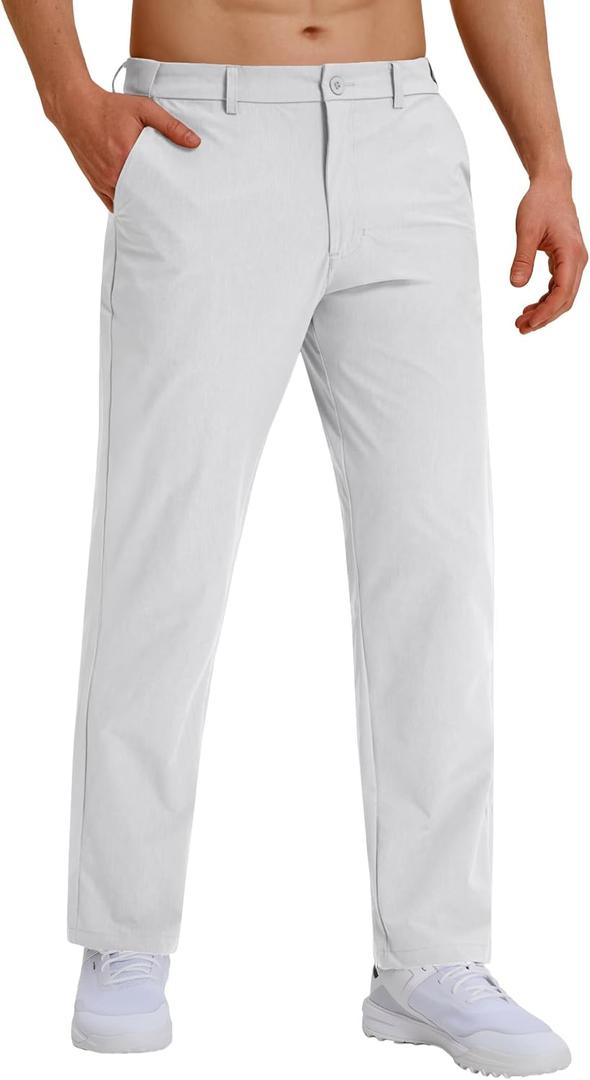 CNBQDD Dress Pants for Men Lightweight Golf Casual Slacks (White, L)