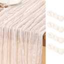 DeZerlor Ivory White Cheesecloth Table Runner 4 Pack Summer Table Runners Boho Gauze 120 Inches Cheese Cloth Table Decor for Wedding Bridal Baby Shower Parties