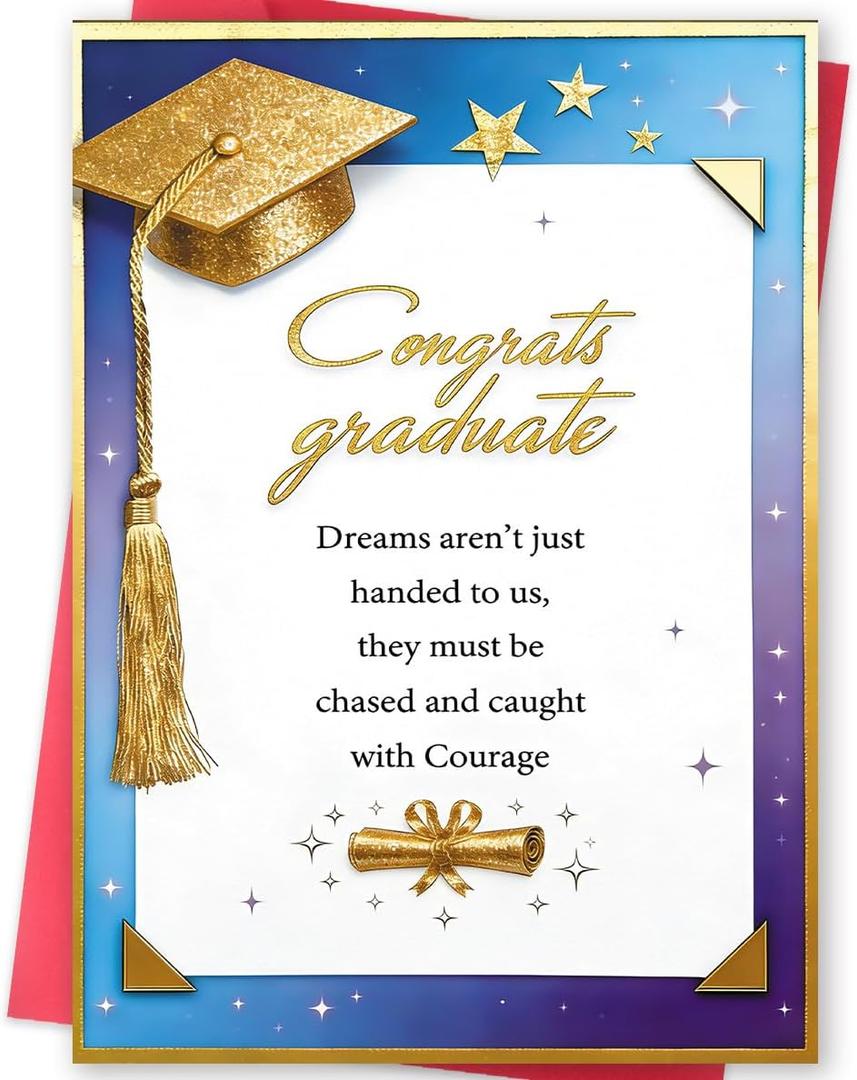 2 x Missonemi Graduation Card, Congrats Graduate Card, Inspirational Graduation Greeting Card, Elegant Graduation Congratulations Card for High School College Graduate, Meaningful Grad Card