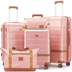 NEISIA Luggage Sets 3 Piece, Suitcases with Wheels, Hardshell Suitcase Set, PC+ABS Carry on Luggage Set with TSA Lock, Travel Luggage (Pink), Large