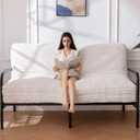 YOSHOOT 8 Inches Futon Mattress, Thick Futons Sofa Bed Couch, Floor Mattress for Adults, Shredded Foam Filling(Frame Not Included), Medium Firm Queen Size, Beige 