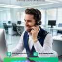 Wireless Headset with Mic for Work, AI ENC Noise Cancelling for Clear Call & Meeting, Single Ear Work Headset with Charge Stand for Remote & Office. Bluetooth 5.3 & USB 2.4G Dongle for Zoom & Teams